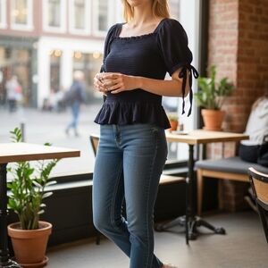 NWT Women's Smocked Peplum Shirt